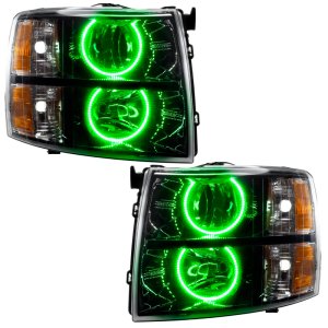 Chevrolet Silverado Headlight Halo Kit - ORACLE Lighting - Round Style - Green - `07-`13